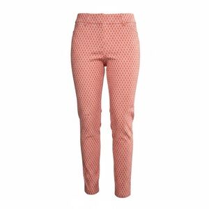 Y2K Orange & White Cigarette Pant Matelasse Print Fitted High Waist Knit Trouser